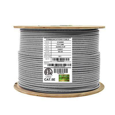 UTP Bulk Ethernet Cable 350 MHz Cat5e Blue 100 ft 24AWG UL -CSA 8C Solid Bare Copper 